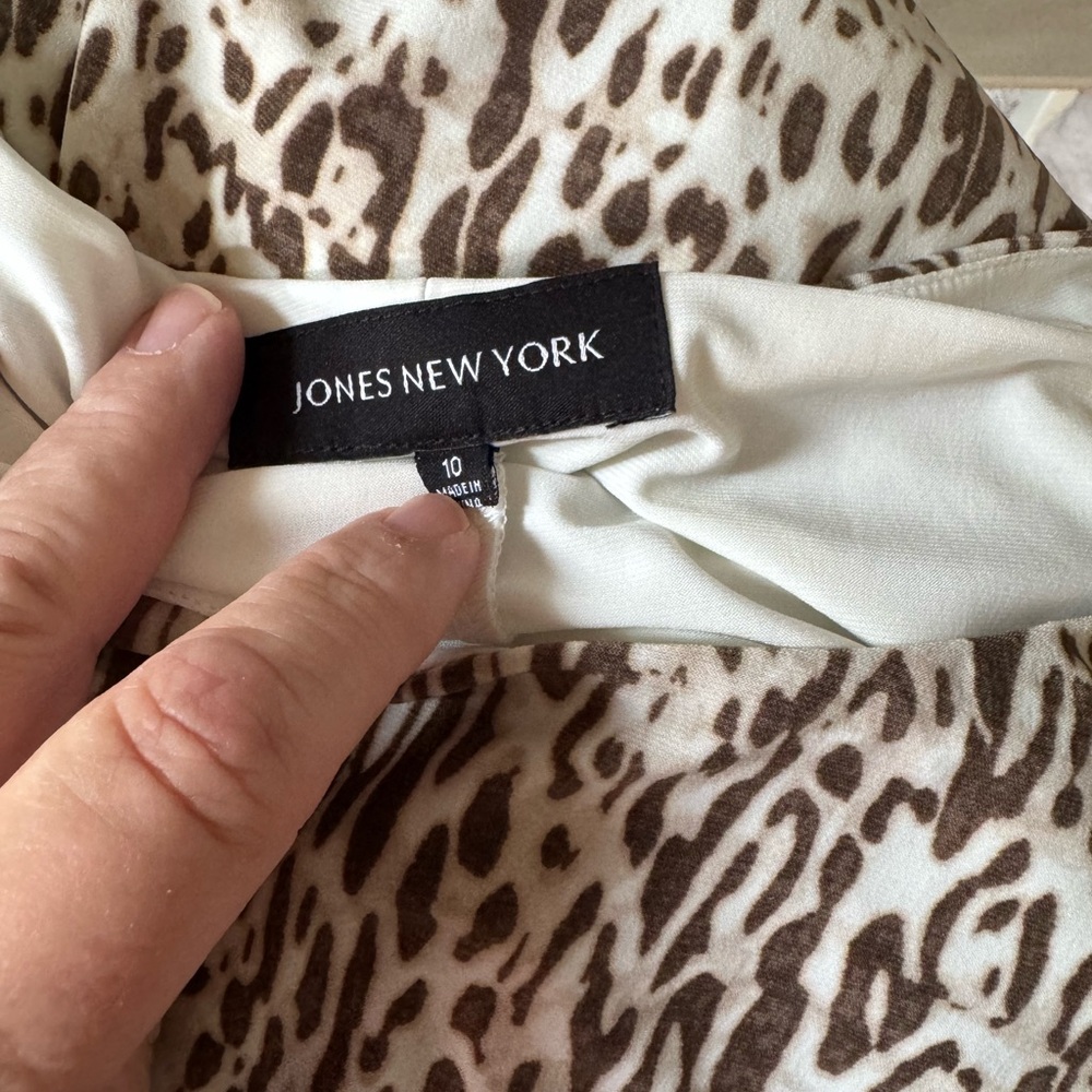 JONES NY Women’s Size 10 Leopard-print Sheath Dress Brown/ivory EUC - Picture 6 of 8